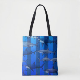 Bolso De Tela Tiburones y Tote de franjas azules