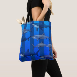 Bolso De Tela Tiburones y Tote de franjas azules