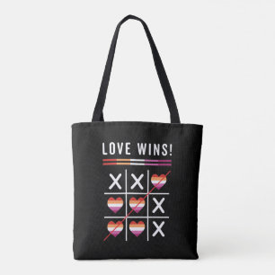 Bolso De Tela Tic Tac Toe Love Gana Orgullo Lésbico LGBTQ