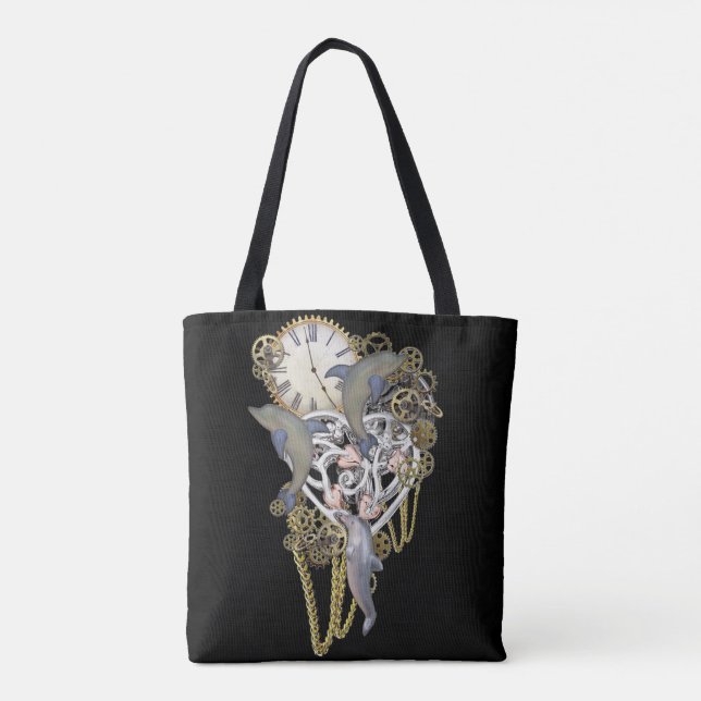 Bolso De Tela Tiempo con los delfines (Reverso)