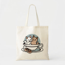 Bolso De Tela Tiempo de embutido de té - Diseño de gato y té lin