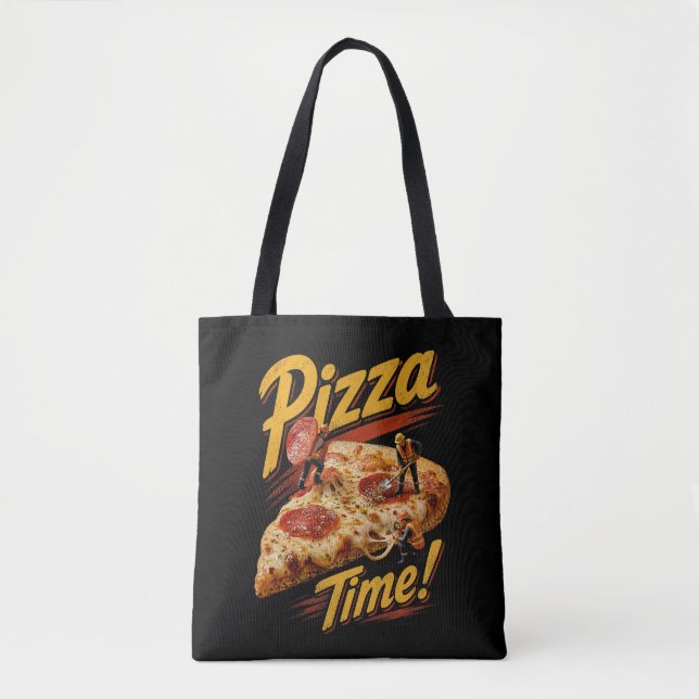 Bolso De Tela ¡Tiempo de Pizza! (Anverso)