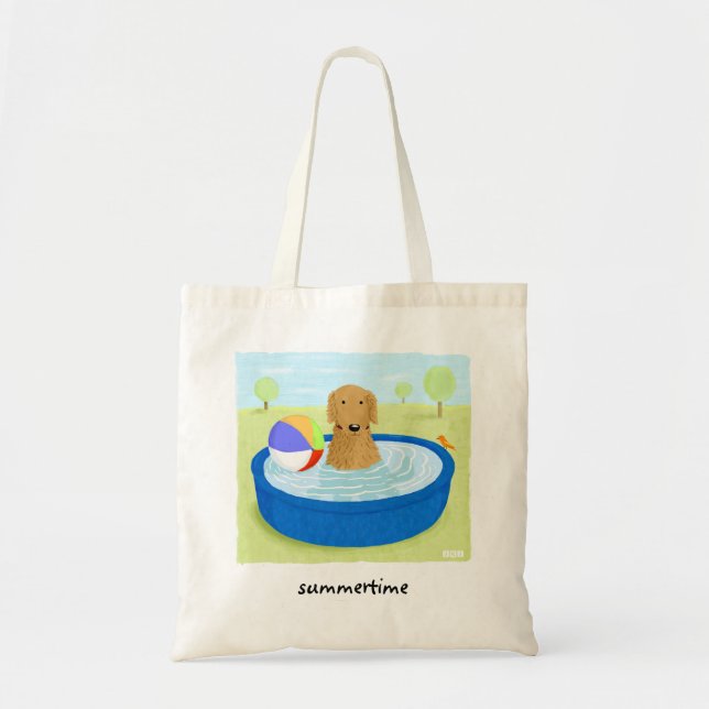 Bolso De Tela Tiempo de verano de Golden Retriever | Arte de per (Frente)