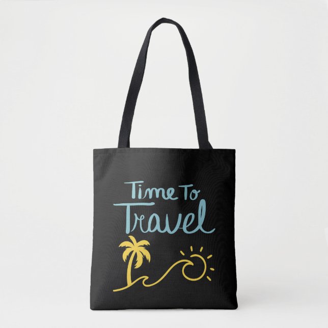 Bolso De Tela Tiempo De Viajar A La Playa (Anverso)