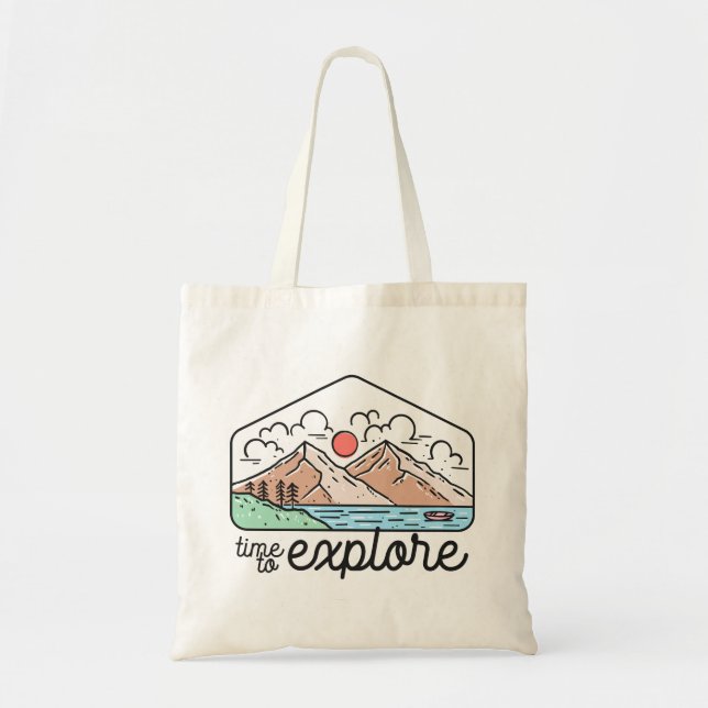 Bolso De Tela Tiempo Para Explorar (Frente)