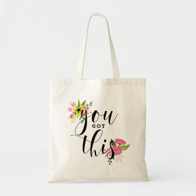 Bolso De Tela Tienes Esta Floral De Caligrafía Moderna (Frente)
