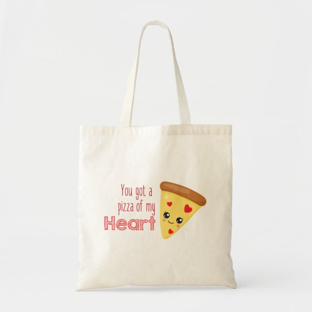 Bolso De Tela Tienes una pizza de mi corazón Kawaii Pizza Pun (Frente)