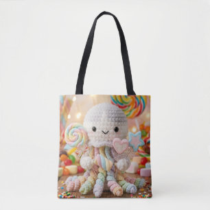 Bolso De Tela Tierno Pulpo de Ganchillo Estética Candy Land