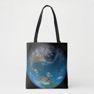Bolso De Tela Tierra Completa Con América Del Norte Y Del Sur.
