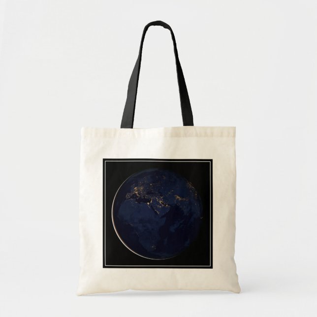 Bolso De Tela Tierra completa con luces de la ciudad (Frente)