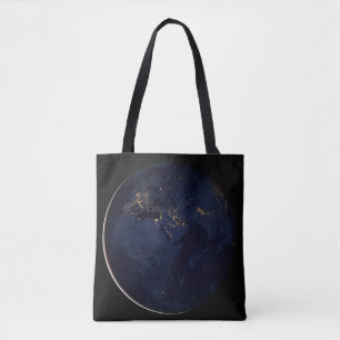 Bolso De Tela Tierra completa con luces de la ciudad