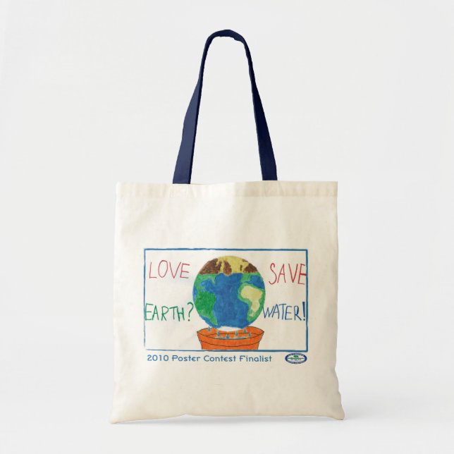 Bolso De Tela ¿Tierra del amor?  ¡Ahorre el agua! (Frente)