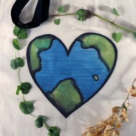 Bolso De Tela Tierra Día del corazón Acuarela Arte Tierra