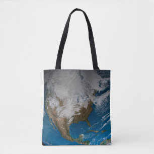 Bolso De Tela Tierra Fuerte con nubes simuladas sobre Norteaméri