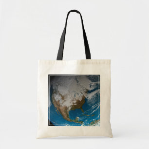 Bolso De Tela Tierra Fuerte con nubes simuladas sobre Norteaméri