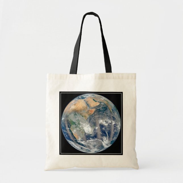 Bolso De Tela Tierra Llena Que Muestra El Hemisferio Oriental. (Frente)