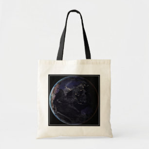 Bolso De Tela Tierra Llena Que Muestra Luces De Asia Por La Noch
