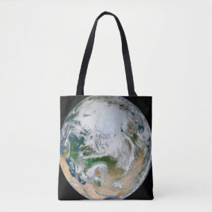 Bolso De Tela Tierra Que Muestra El Ártico, Europa Y Asia.