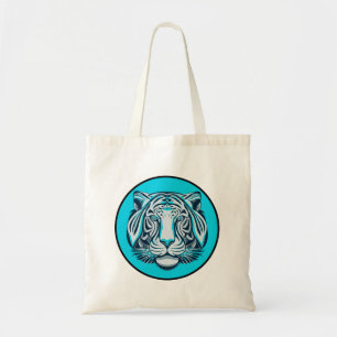 Bolso De Tela Tigre azul, negro y blanco