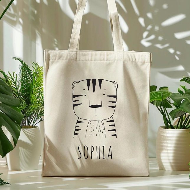 Bolso De Tela Tigre blanco negro personalizado (Subido por el creador)