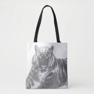 Bolso De Tela Tigre blanco y negro