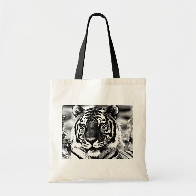 Bolso De Tela Tigre blanco y negro (Frente)