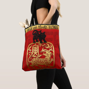 Bolso De Tela Tigre caliente Año Chino Zodiac cumpleaños Tote