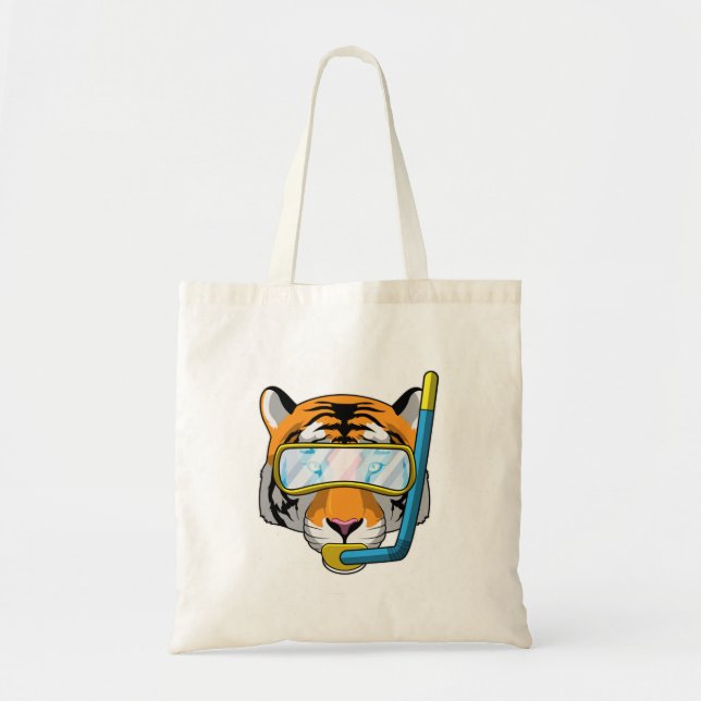 Bolso De Tela Tigre como buzo con tubo de buceo (Frente)