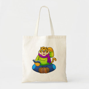 Bolso De Tela Tigre como nervioso con libro