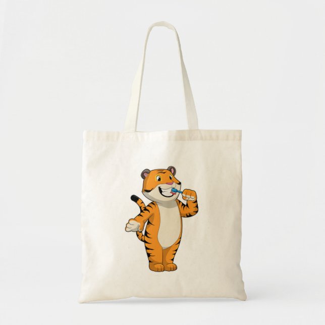 Bolso De Tela Tigre con cepillo de dientes (Frente)