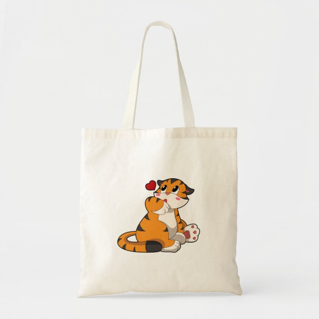 Bolso De Tela Tigre con corazón (Frente)