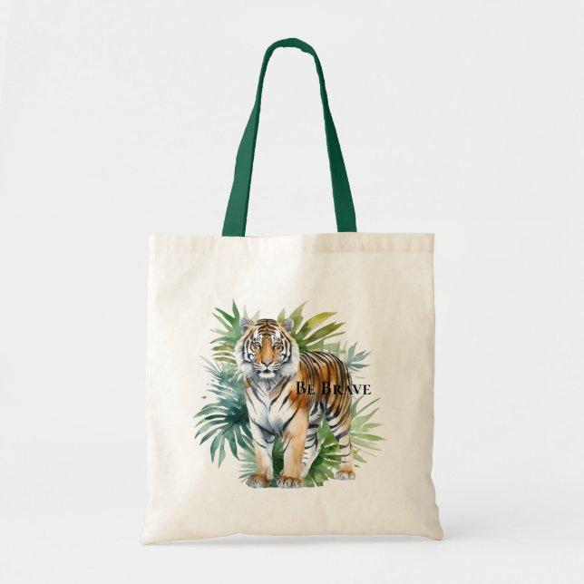 Bolso De Tela Tigre con hojas (Frente)