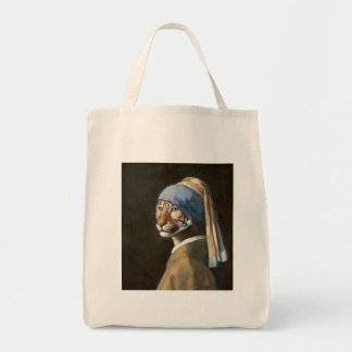 Bolso De Tela Tigre con un Pearl Earring