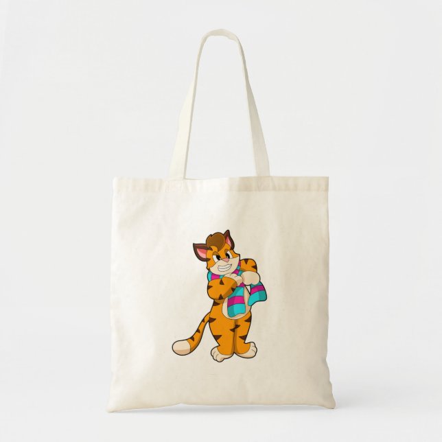Bolso De Tela Tigre en invierno con bufanda (Frente)