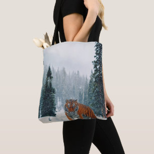 Bolso De Tela tigre en la nieve
