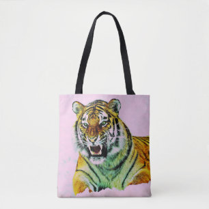 Bolso De Tela Tigre en rosa