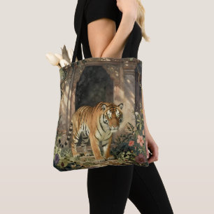 Bolso De Tela Tigre majestuoso caminando por las dunas antiguas