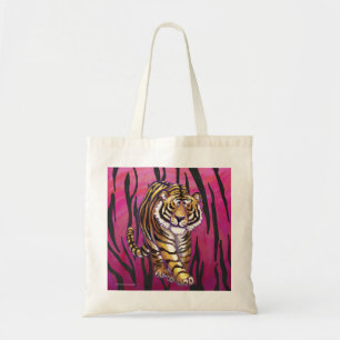 Bolso De Tela Tigre negro y rosa salvaje