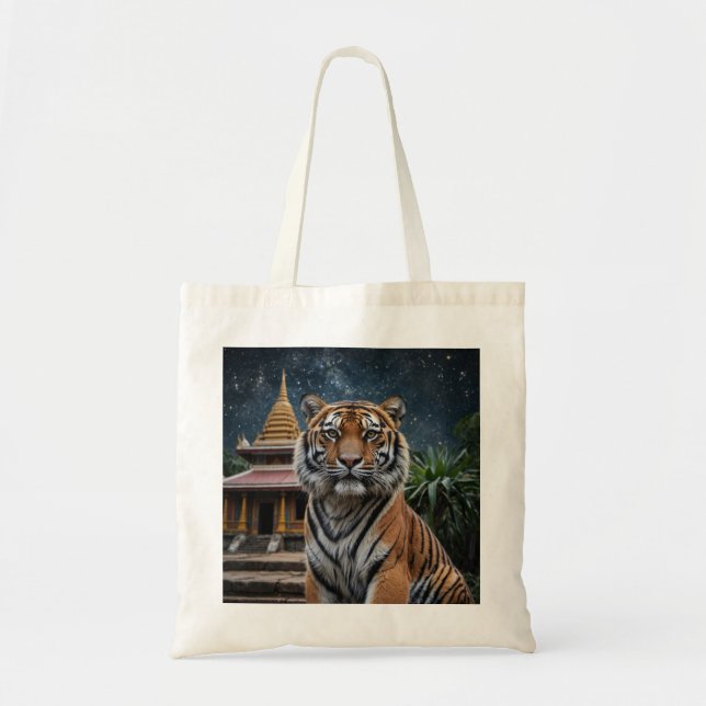 Bolso De Tela Tigre y templo (Frente)