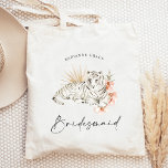 Bolso De Tela Tigres de Boho Tropical Bachelorette Bridesmaid<br><div class="desc">Este adorable diseño de inspiración tropical adornado con flores de boho y tigres es perfecto para un fiesta divertido.</div>