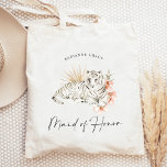 Bolso De Tela Tigres tropicales de Boho Bachelorette doncella de<br><div class="desc">Este adorable diseño de inspiración tropical adornado con flores de boho y tigres es perfecto para un fiesta divertido.</div>
