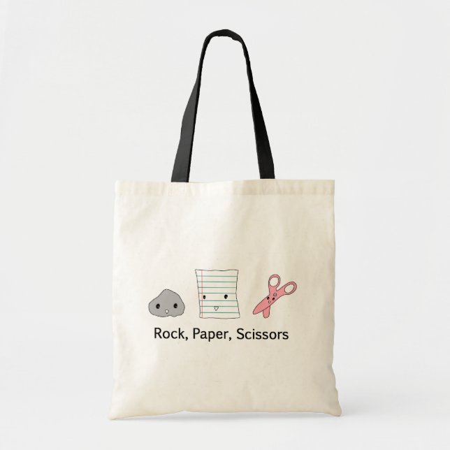 Bolso De Tela Tijeras de papel de la roca (Frente)