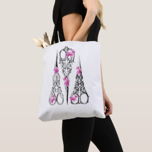 Bolso De Tela Tijeras Florales Vintage para Sastres y Peluqueros