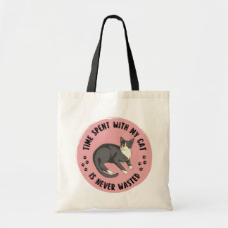 Bolso De Tela Time Spent With My Cat Is Never Wasted – Cute Cat 