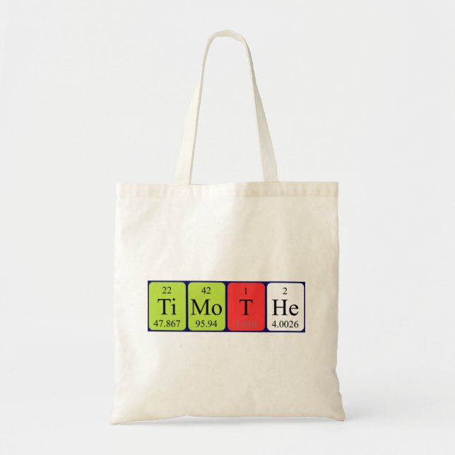 Bolso De Tela Timothe periódica nombre de tabla tote bag (Frente)