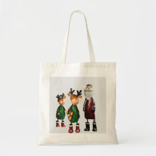 Bolso De Tela Tin Santa y dos renos de estaño con regalos