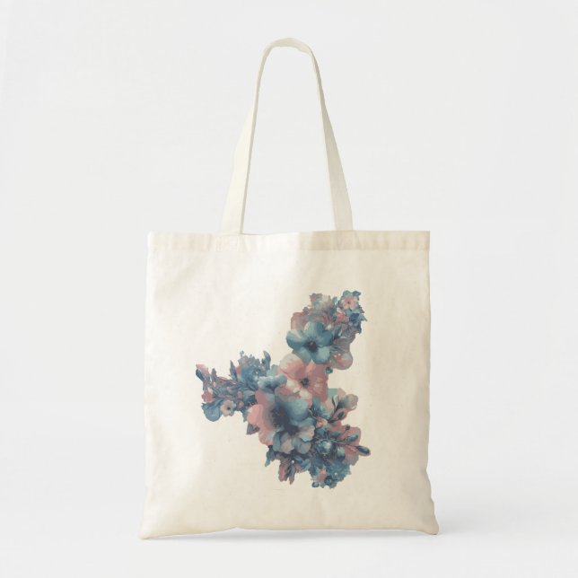 Bolso De Tela Tintado Futurismo Diseño Floral Tote Bag (Frente)