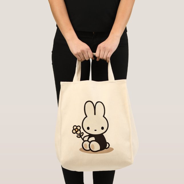 Bolso De Tela Tiny latte bunny with flower (Anverso (producto))