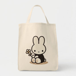 Bolso De Tela Tiny latte bunny with flower
