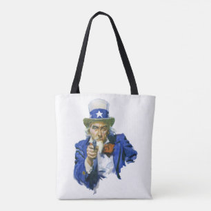 Bolso De Tela Tío Sam Patriótico Vintage con Sombrero de Estrell